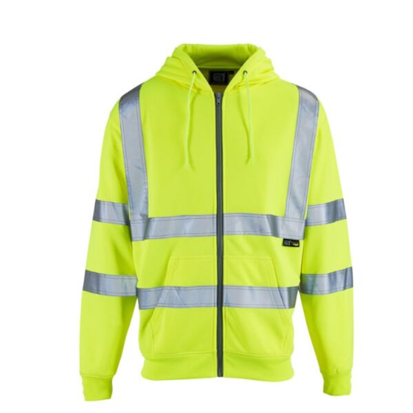 Supertouch Hi Vis Yellow Zipped Hooded Sweatshirt Thumbnail