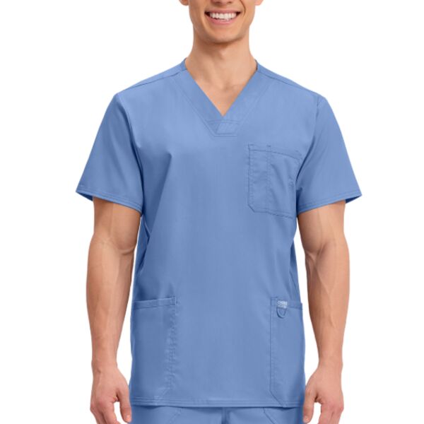 Unisex V-Neck Top in Ciel Blue Thumbnail